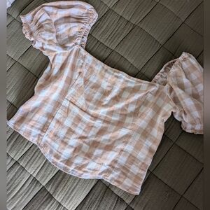Abercrombie & Fitch Puff Sleeve Smocked Crop Top - Size Medium